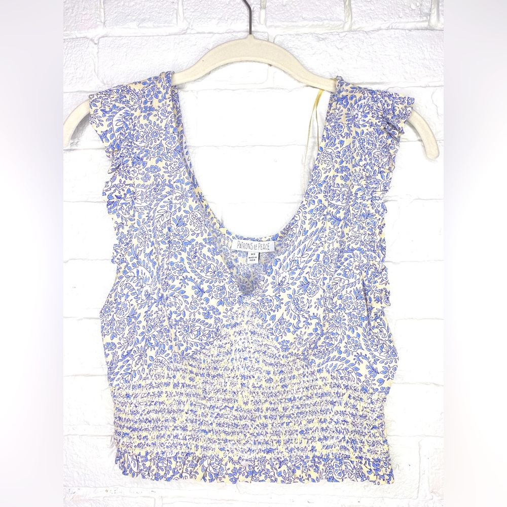 Linen floral summer blouse